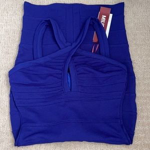 Blue bandage bodycon dress